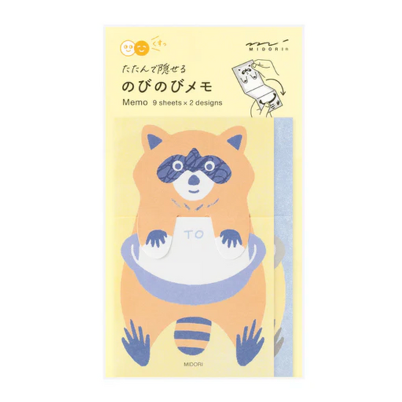 Midori Stretchy Memo Pad - Raccoon