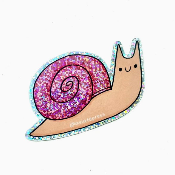 Sparkly Pink Snail Sticker