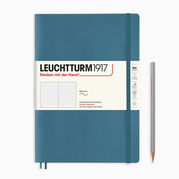 Leuchtturm Dot Grid Notebook: Stone Blue (Soft Cover) (B5)