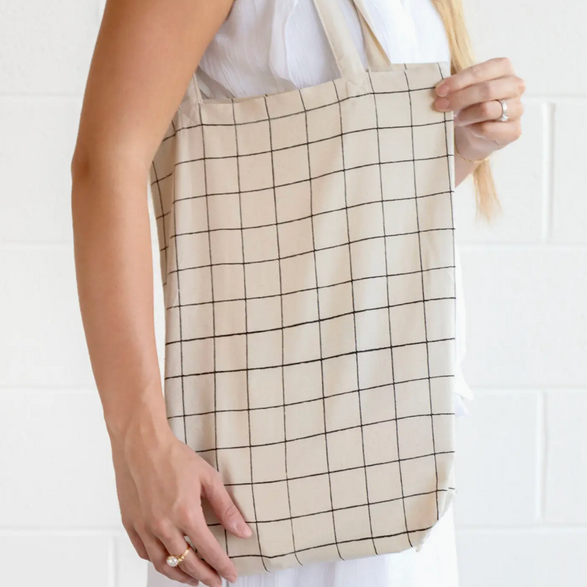 Canvas Grid Tote Bag