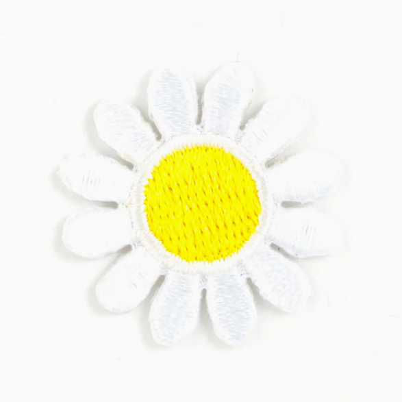 White Daisy Embroidered Sticker Patch