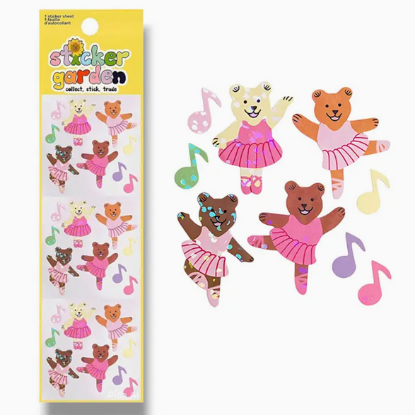 Ballerina Bears Speckled Sticker Sheet