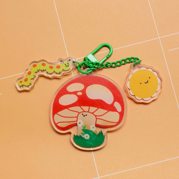 Mushroom Garden Keychain