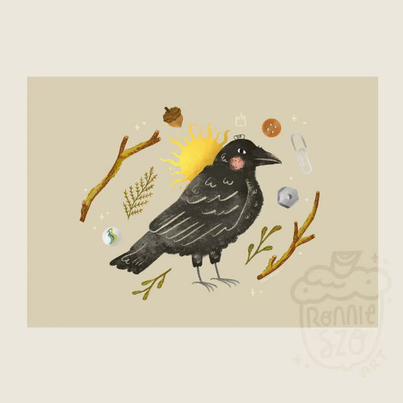 5" x 7" Art Print: Trinket Crow