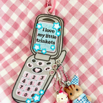 Y2K Flip Phone Trinkets Embroidered Keychain