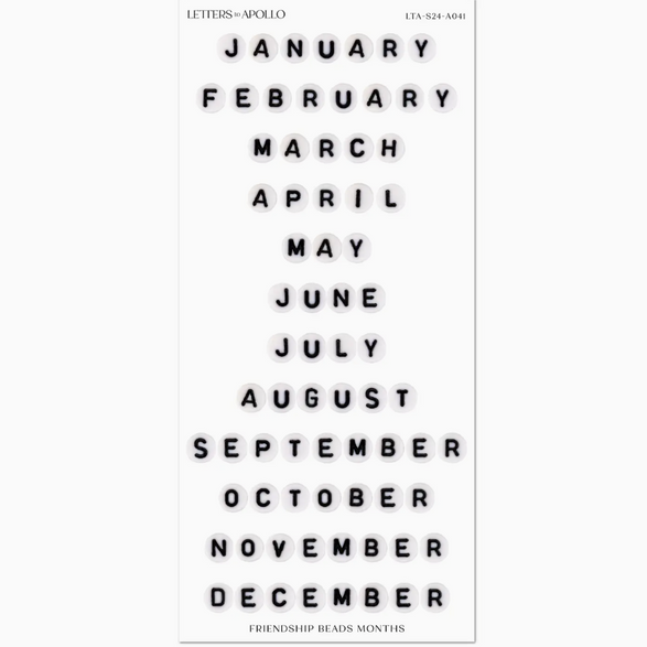 Friendship Bead Months Sticker Sheet