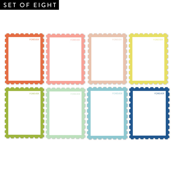 Postage Stamp Die Cut Flat Note Set (8)