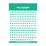 Teal Alphabet Sticker Sheet