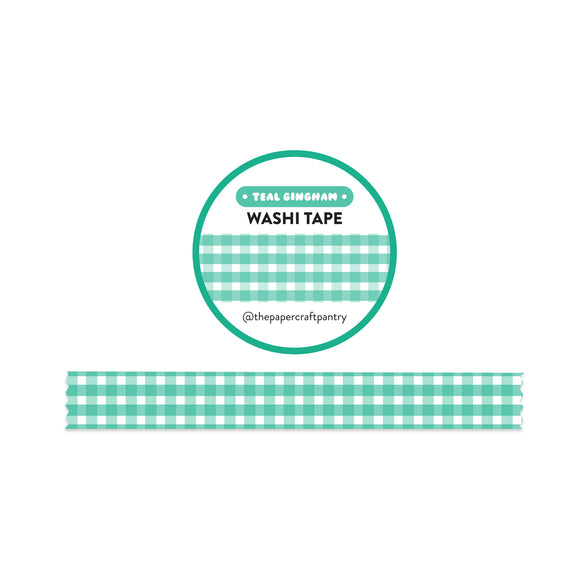 Teal Gingham Washi Tape - 15mm