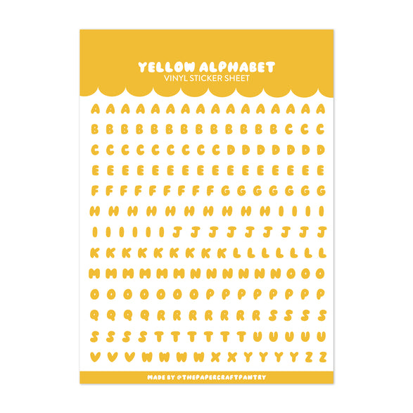 Yellow Alphabet Sticker Sheet