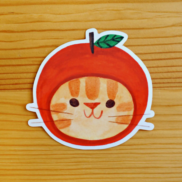 Apple Hat Cat Sticker