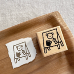 Bear Cafe Wooden Stamp