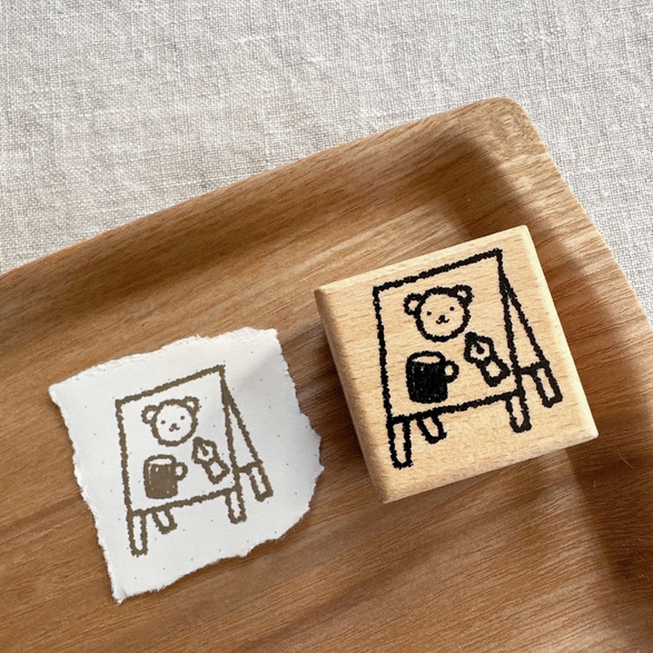 Bear Cafe Wooden Stamp