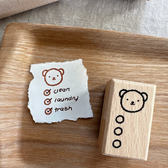 Bear Checklist Wooden Stamp