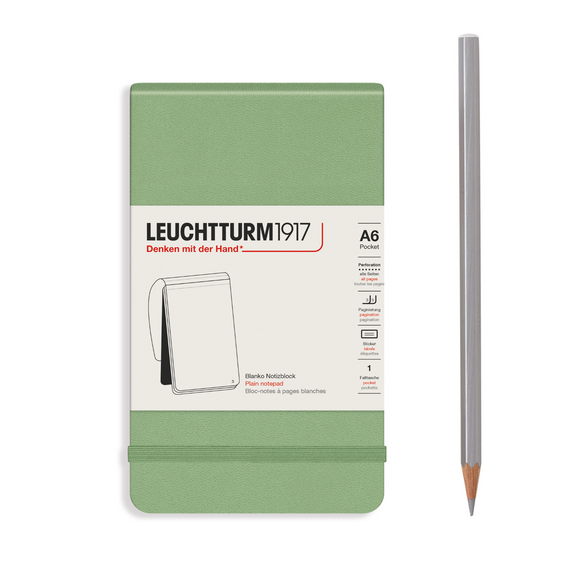 Leuchtturm Blank Reporter Notebook: Sage (A6)