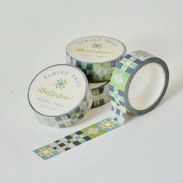 Blue Patchwork Star Washi Tape (15mm)