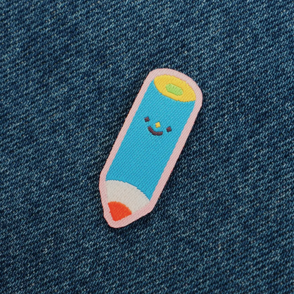 Blue Pencil Iron On Patch