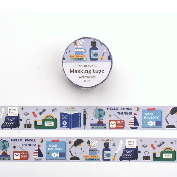 Blue Stationery Washi Tape (20mm)