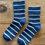 Blue + White Striped Wally Socks