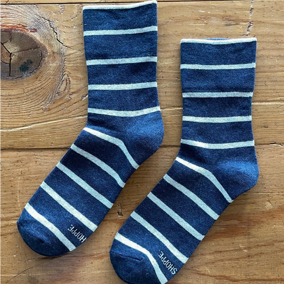 Blue + White Striped Wally Socks