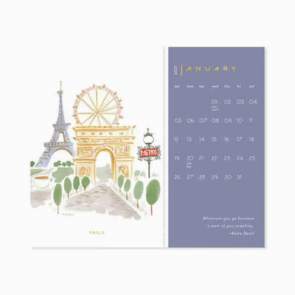 2025 Bon Voyage Postcard Calendar