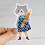 Writing Cat Sticker