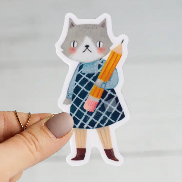 Writing Cat Sticker