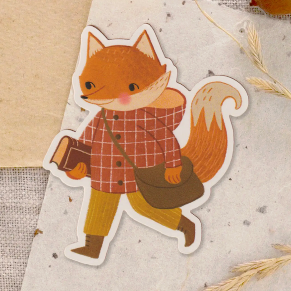 Bookish Fox Sticker