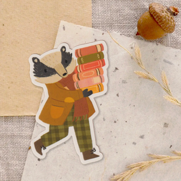 Bookish Badger Sticker