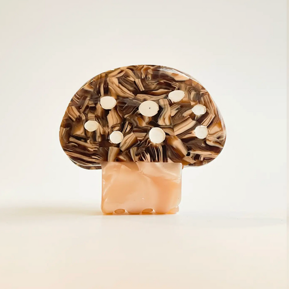 Brown Mushroom Claw Hair Clip