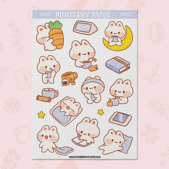 Nighttime Bunny Sticker Sheet