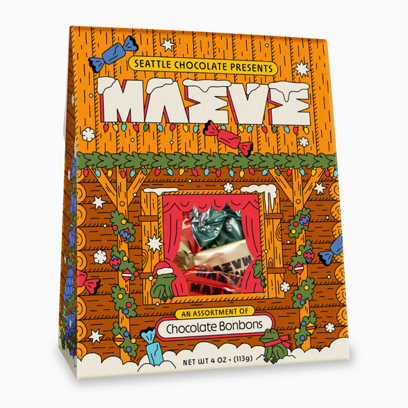 Holiday Cabin Chocolate Bonbons Box (4oz)