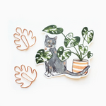 Cat and Monstera Sticker