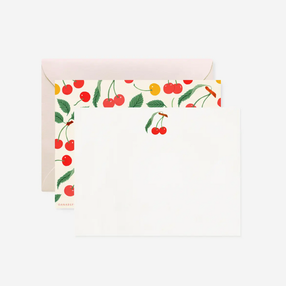 Cherries Flat Notecards - Set of 4