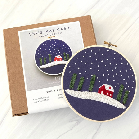 Embroidery Kit: Christmas Cabin