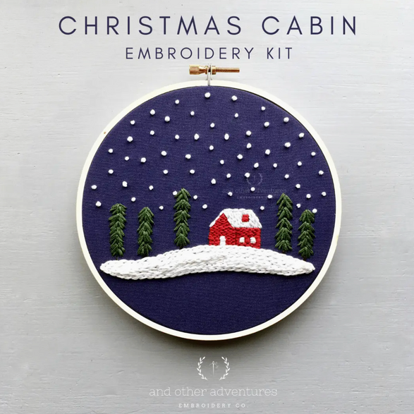 Embroidery Kit: Christmas Cabin