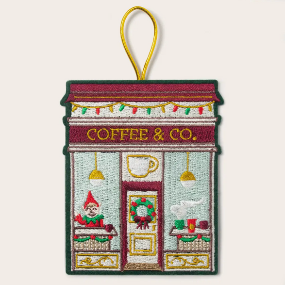 Coffee Shop Embroidered Ornament