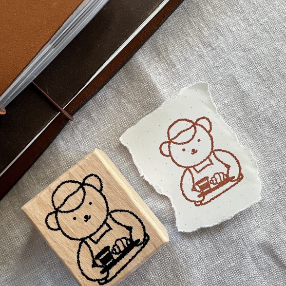 Coffee Bear Wooden Stamp