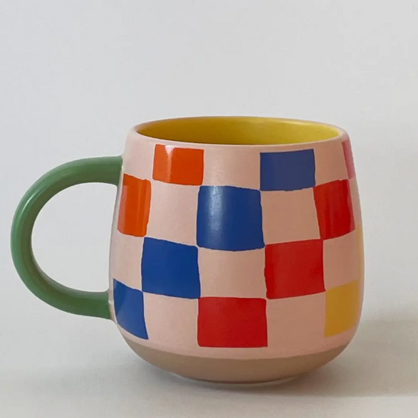 Colorful Checkered Ceramic Mug