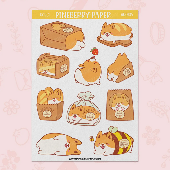Corgi Bakery Sticker Sheet