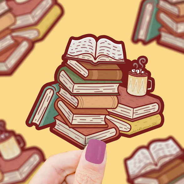 Cozy Book Stack Sticker