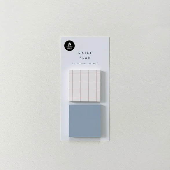 White + Blue Square Sticky Notes - Set of 2