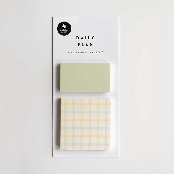 Mint + Grid Sticky Notes - Set of 2