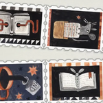 Dark Library Stamp Washi Tape (25mm)