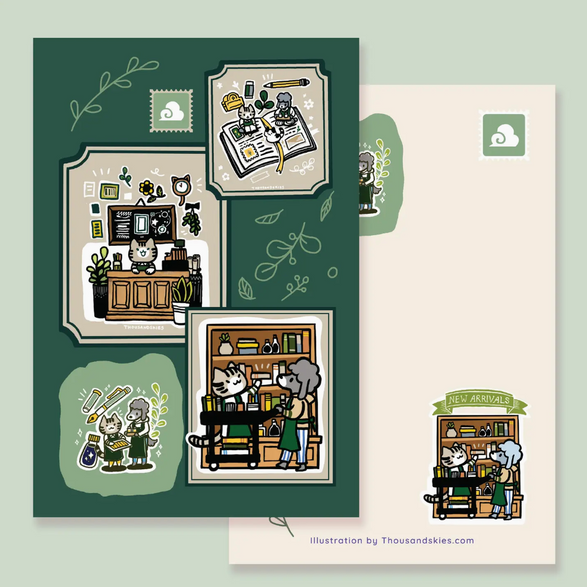 A Day in Stationery Store Postcard