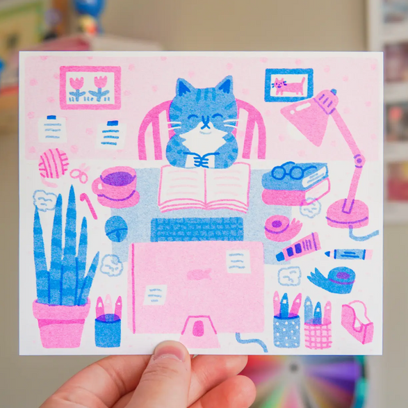 5x6 Art Print: Desk Cat