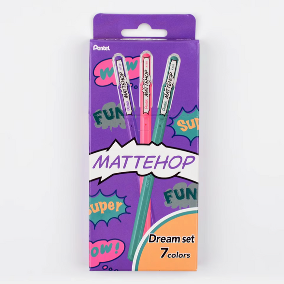 Pentel Mattehop Pen - Set of 7 (3 options)