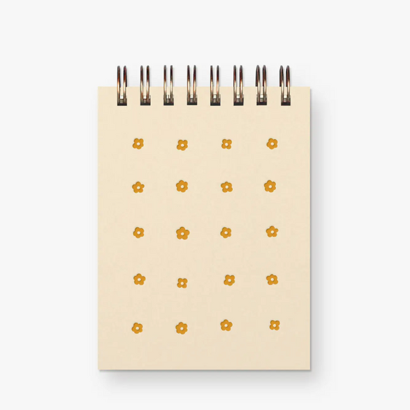 Blank Mini Notebook: Cream Floral Grid