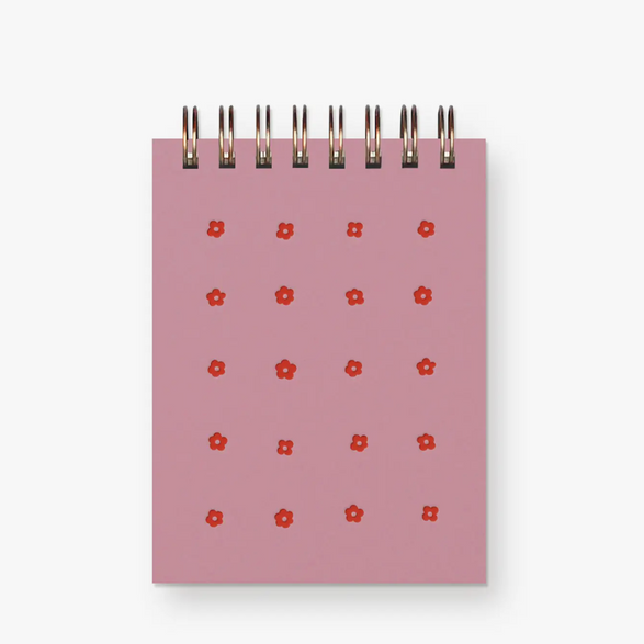 Blank Mini Notebook: Purple Floral Grid