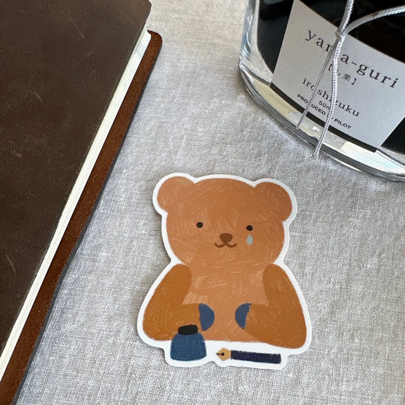 Fountain Pen Bear Notebook Sticker
